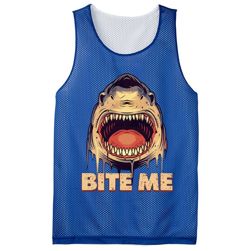 Shark Bite Me Gift Mesh Reversible Basketball Jersey Tank