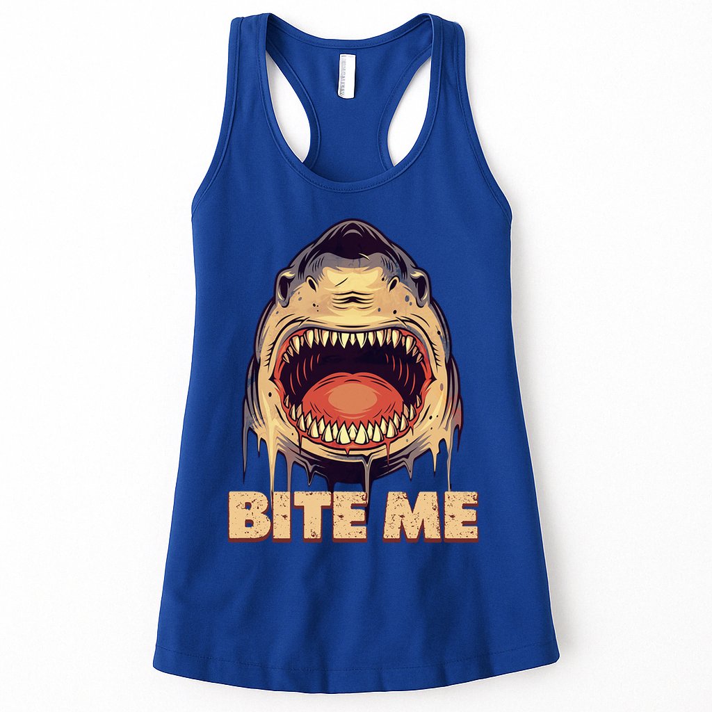 Shark Bite Me Gift Womens Tank Top
