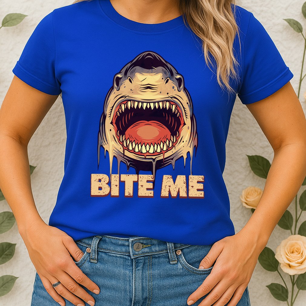 Shark Bite Me Gift Womens T-Shirt