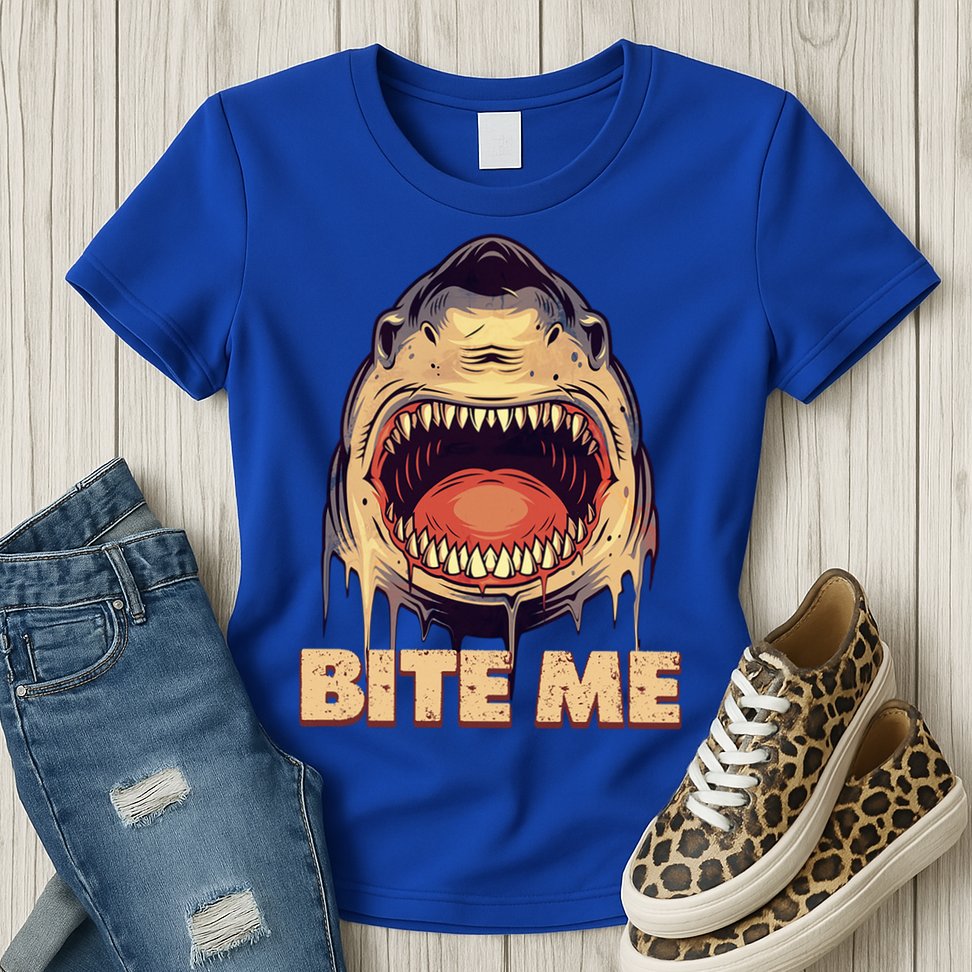 Shark Bite Me Gift Womens T-Shirt