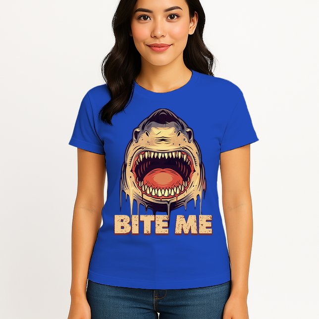 Shark Bite Me Gift Womens T-Shirt