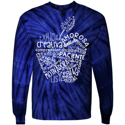 Spanish Bilingual Maestra Teacher Gift Tie-Dye Long Sleeve Shirt