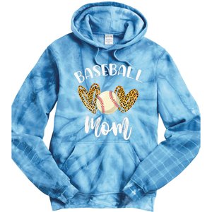 Softball Baseball Mom Leopard Tee Mother's Day Tie Dye Hoodie