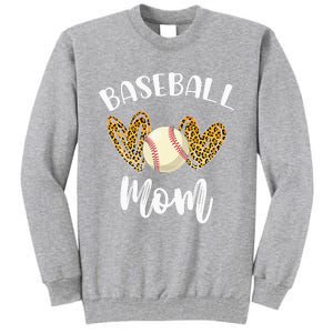 Softball Baseball Mom Leopard Tee Mother's Day Tall Sweatshirt