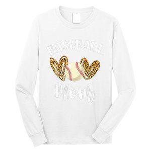 Softball Baseball Mom Leopard Tee Mother's Day Long Sleeve Shirt