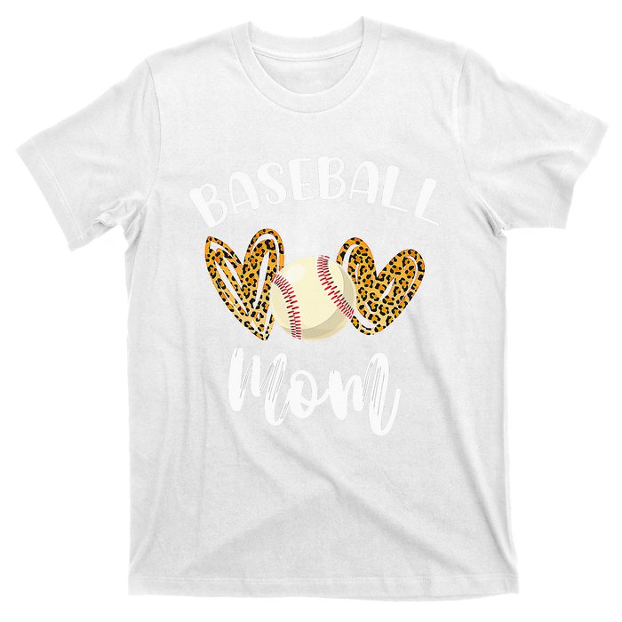 Softball Baseball Mom Leopard Tee Mother's Day T-Shirt