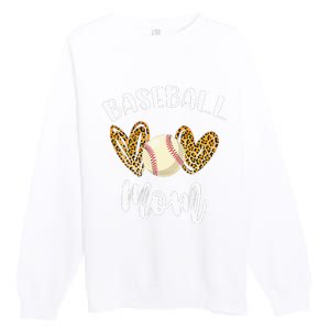 Softball Baseball Mom Leopard Tee Mother's Day Premium Crewneck Sweatshirt