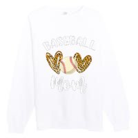 Softball Baseball Mom Leopard Tee Mother's Day Premium Crewneck Sweatshirt