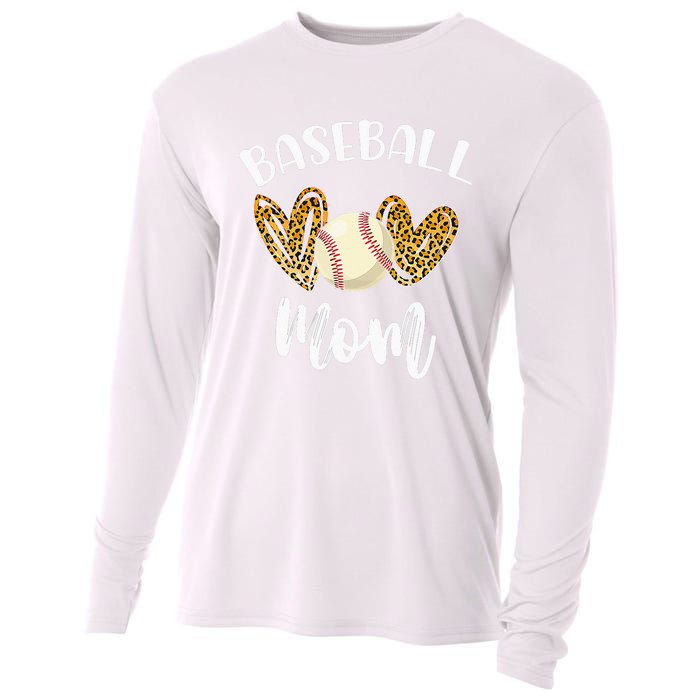 Softball Baseball Mom Leopard Tee Mother's Day Cooling Performance Long Sleeve Crew