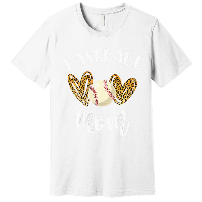 Softball Baseball Mom Leopard Tee Mother's Day Premium T-Shirt