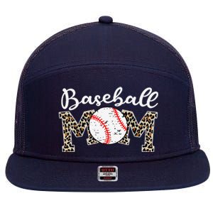 Softball Baseball Mom Leopard Mothers Day 7 Panel Mesh Trucker Snapback Hat