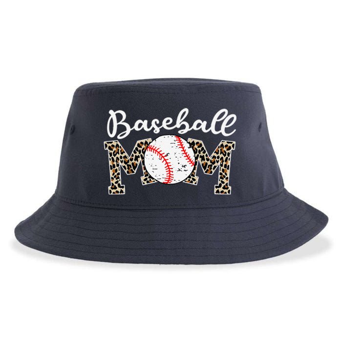 Softball Baseball Mom Leopard Mothers Day Sustainable Bucket Hat