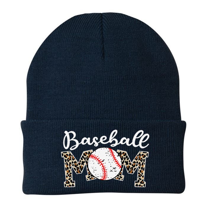 Softball Baseball Mom Leopard Mothers Day Knit Cap Winter Beanie