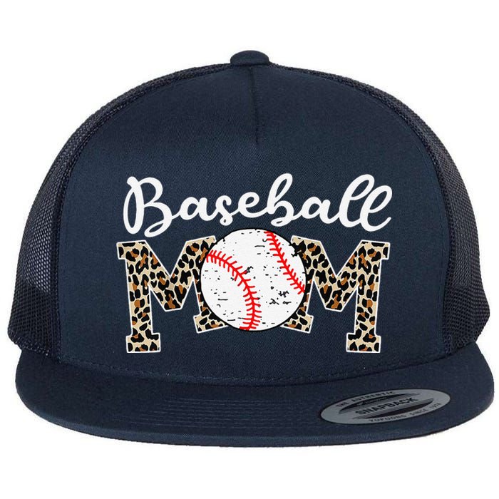 Softball Baseball Mom Leopard Mothers Day Flat Bill Trucker Hat