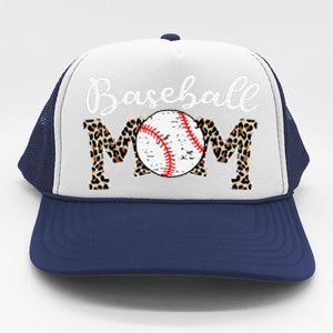 Softball Baseball Mom Leopard Mothers Day Trucker Hat