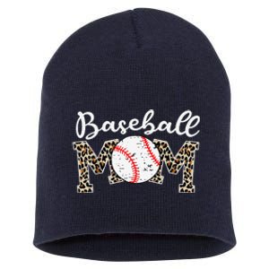 Softball Baseball Mom Leopard Mothers Day Short Acrylic Beanie