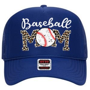 Softball Baseball Mom Leopard Mothers Day High Crown Mesh Back Trucker Hat