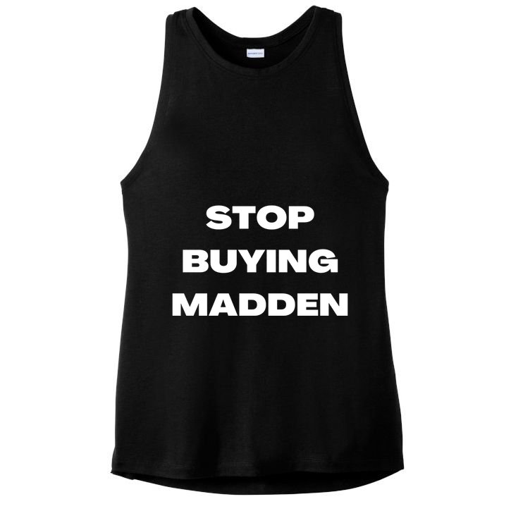 Stop Buying Madden Funny Ladies PosiCharge Tri-Blend Wicking Tank