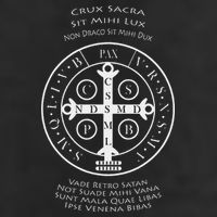 Saint Benedict Medal With Latin Prayer Religious Christian 7 Panel Mesh Trucker Snapback Hat
