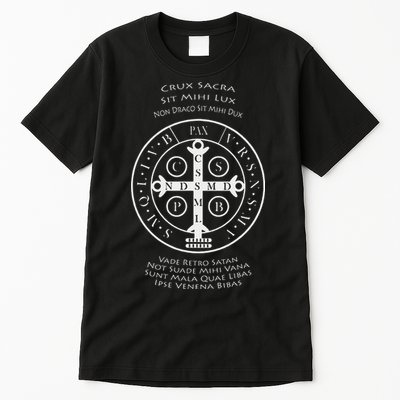 Saint Benedict Medal With Latin Prayer Religious Christian Tall T-Shirt
