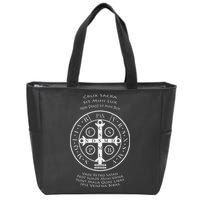 Saint Benedict Medal With Latin Prayer Religious Christian Zip Tote Bag