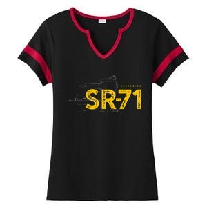 Sr71 Blackbird Military Jet Ladies Halftime Notch Neck Tee