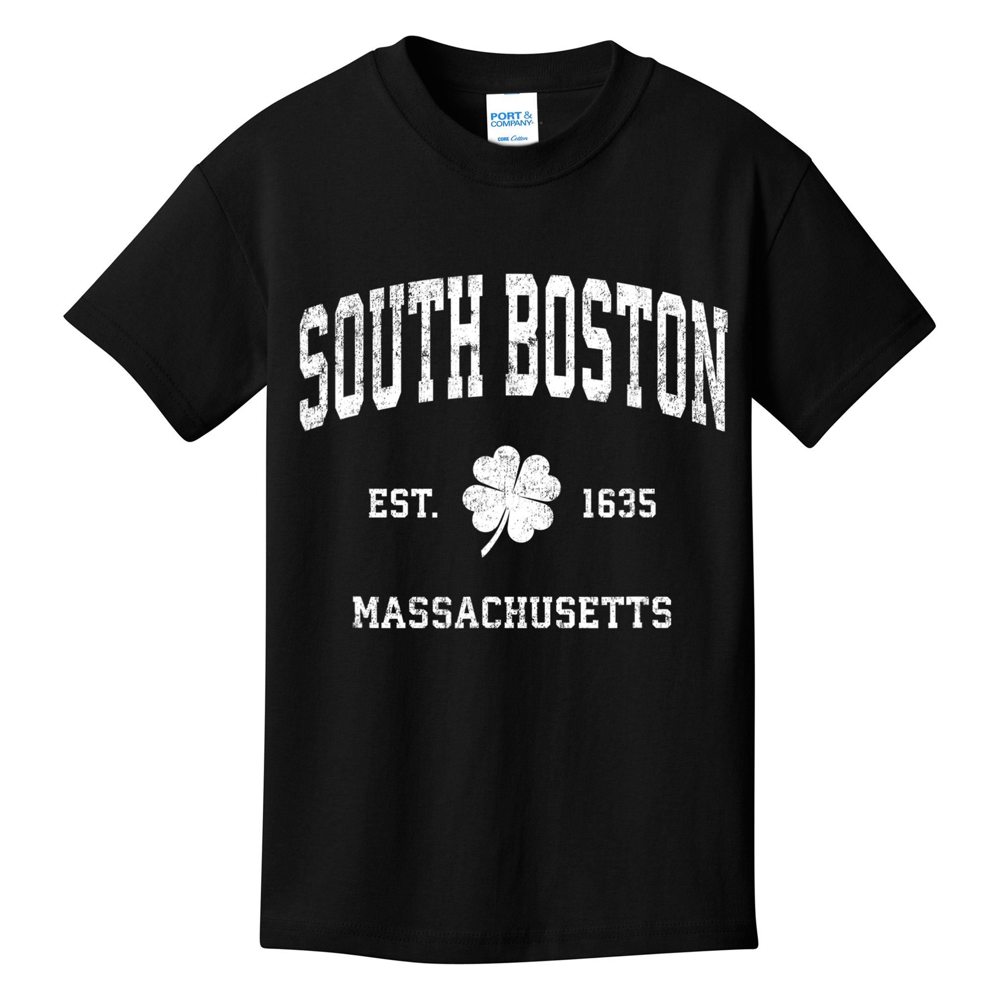 South Boston Massachusetts Vintage Shamrock Sports Kids T-Shirt