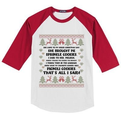 She Brought Me Sprinkle Cookies Ugly Christmas Family Funny Gift Kids Colorblock Raglan Jersey