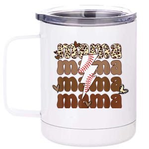 Softball Baseball Mama Lightning Bolt Leopard Mother's Day 12 oz Stainless Steel Tumbler Cup