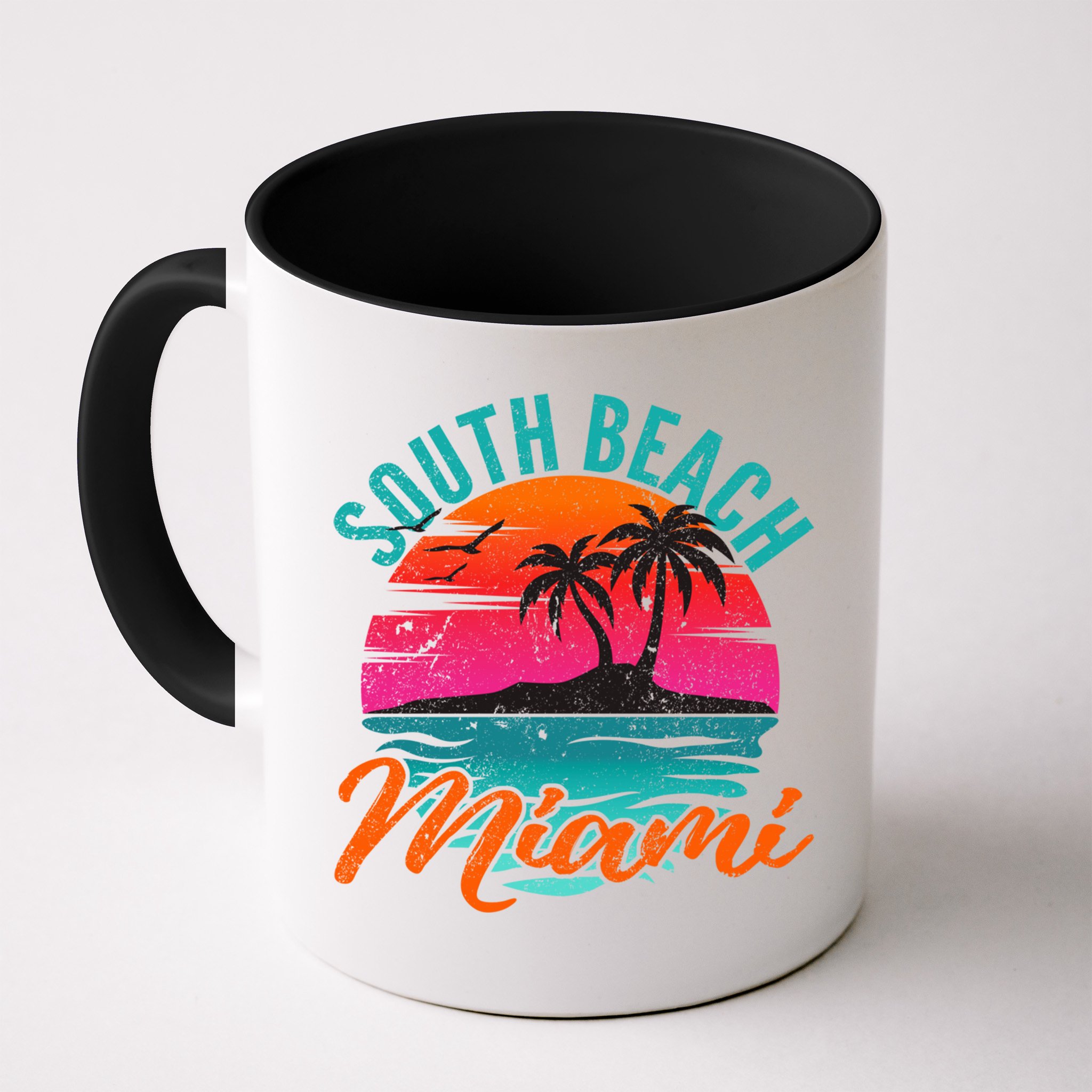South Beach Miami Florida Sunset Vacation Distressed Grunge Cool Gift Mug