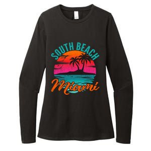 South Beach Miami Florida Sunset Vacation Distressed Grunge Cool Gift Womens CVC Long Sleeve Shirt