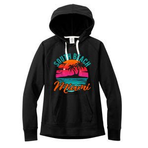 South Beach Miami Florida Sunset Vacation Distressed Grunge Cool Gift Women's Fleece Hoodie