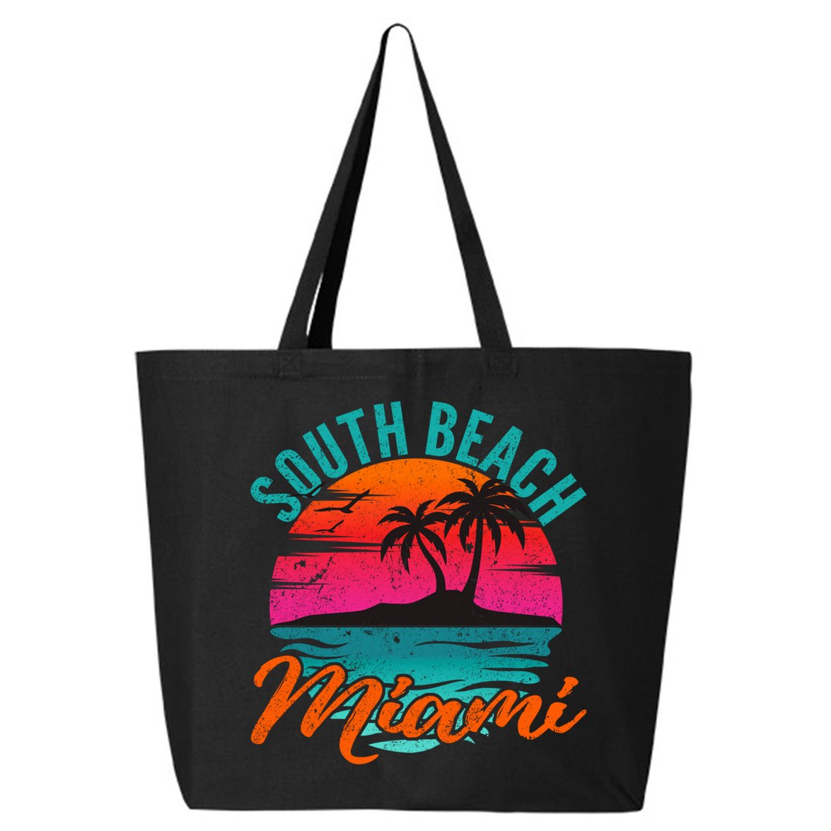 South Beach Miami Florida Sunset Vacation Distressed Grunge Cool Gift 25L Jumbo Tote