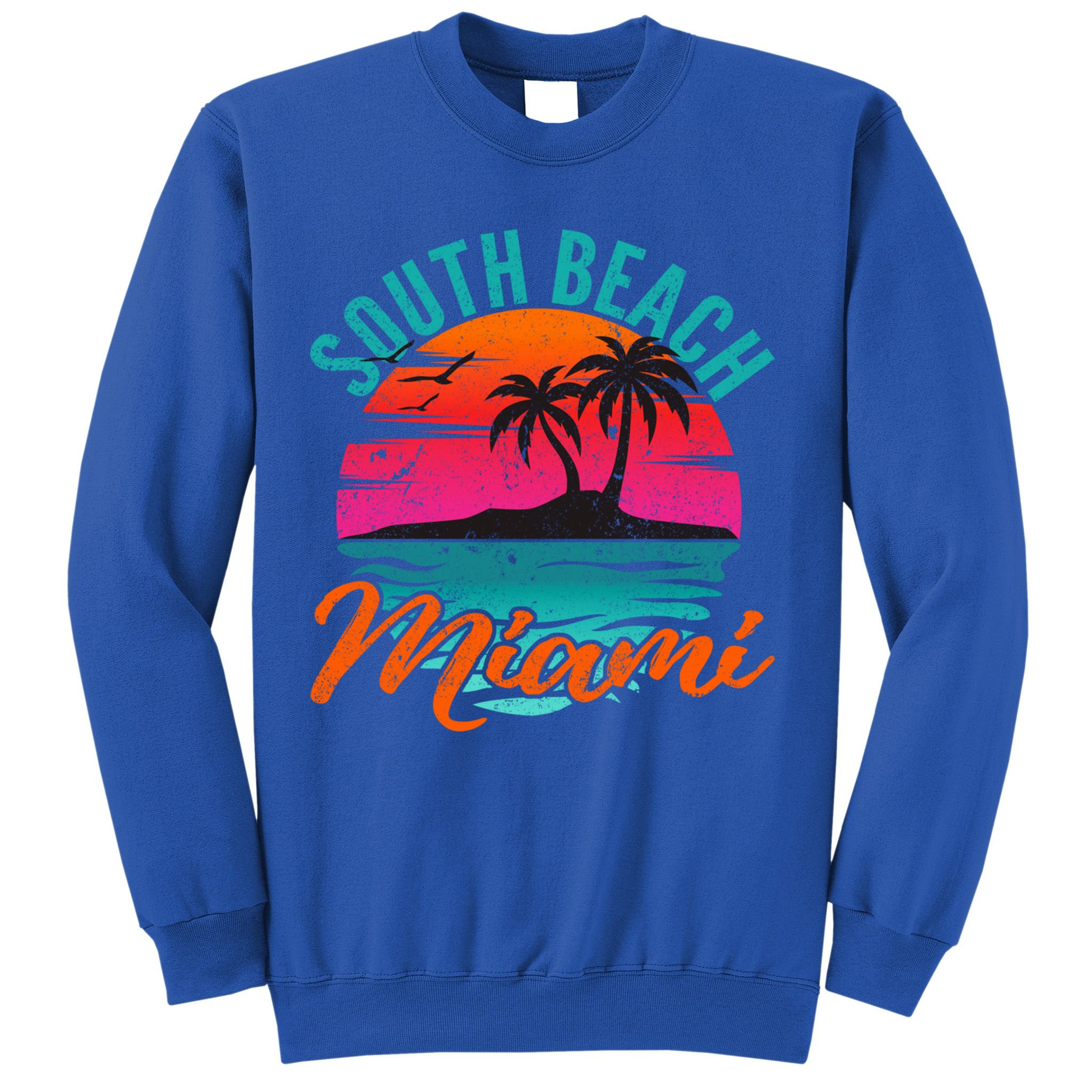 South Beach Miami Florida Sunset Vacation Distressed Grunge Cool Gift Sweatshirt