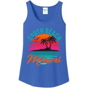 South Beach Miami Florida Sunset Vacation Distressed Grunge Cool Gift Ladies Essential Tank