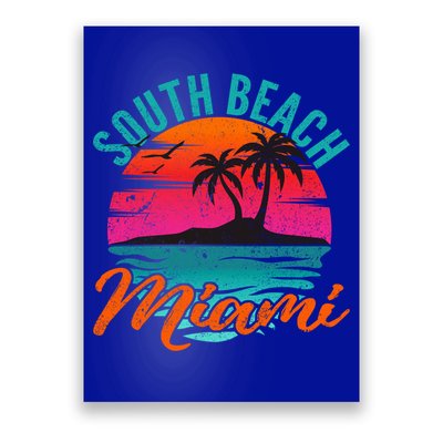 South Beach Miami Florida Sunset Vacation Distressed Grunge Cool Gift Poster