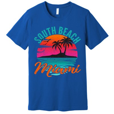 South Beach Miami Florida Sunset Vacation Distressed Grunge Cool Gift Premium T-Shirt