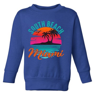 South Beach Miami Florida Sunset Vacation Distressed Grunge Cool Gift Toddler Sweatshirt