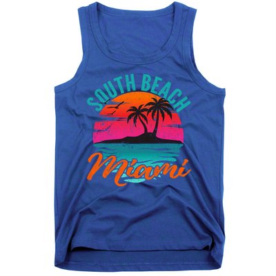 South Beach Miami Florida Sunset Vacation Distressed Grunge Cool Gift Tank Top