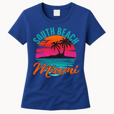 South Beach Miami Florida Sunset Vacation Distressed Grunge Cool Gift Womens T-Shirt