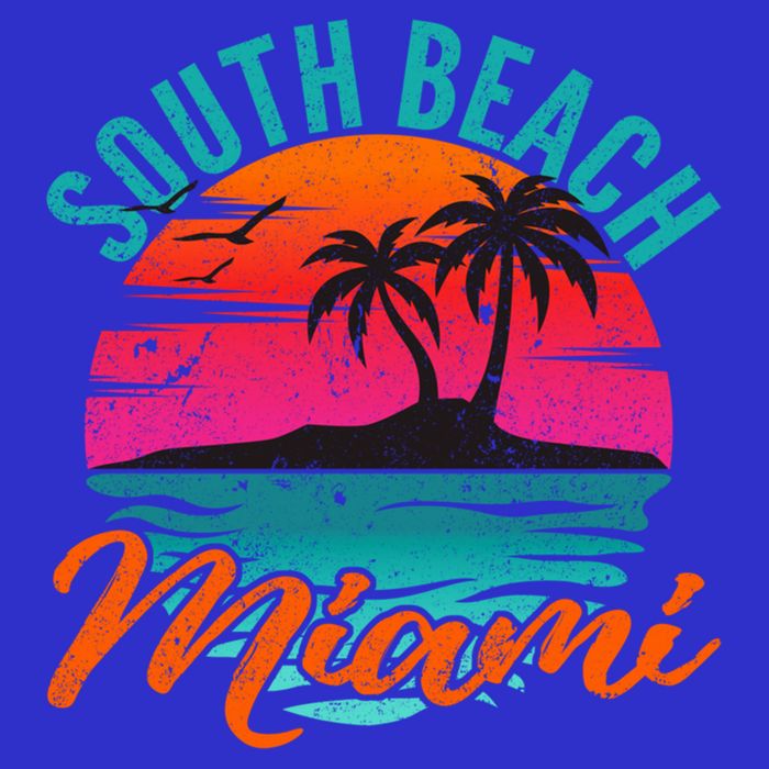 South Beach Miami Florida Sunset Vacation Distressed Grunge Cool Gift Womens T-Shirt