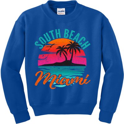 South Beach Miami Florida Sunset Vacation Distressed Grunge Cool Gift Kids Sweatshirt