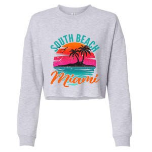 South Beach Miami Florida Sunset Vacation Distressed Grunge Cool Gift Cropped Pullover Crew