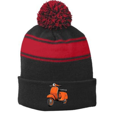 Scooter Bike Motorbike Scoot Moped Scooter Stripe Pom Pom Beanie