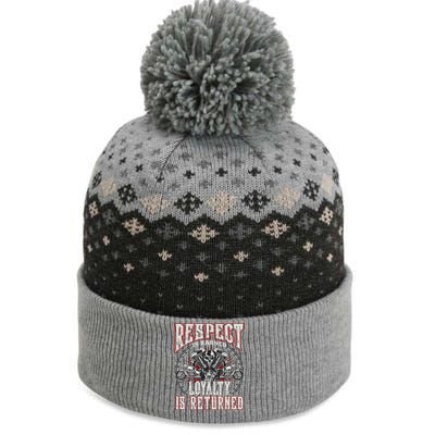 Skull Biker Motorcycle Respect Loyalty Throttle Cool Gift The Baniff Cuffed Pom Beanie