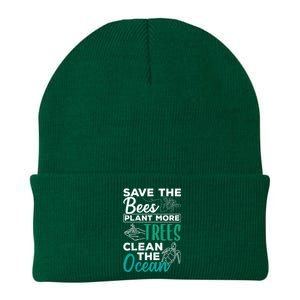 Save Bees More Trees Clean Seas Cool Gift Nature Recycle Earth Gift Knit Cap Winter Beanie