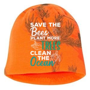 Save Bees More Trees Clean Seas Cool Gift Nature Recycle Earth Gift Kati - Camo Knit Beanie