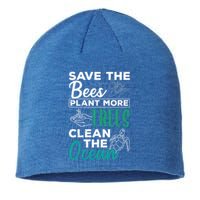 Save Bees More Trees Clean Seas Cool Gift Nature Recycle Earth Gift Sustainable Beanie