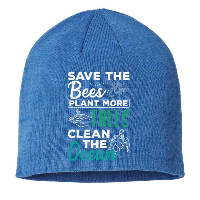 Save Bees More Trees Clean Seas Cool Gift Nature Recycle Earth Gift Sustainable Beanie