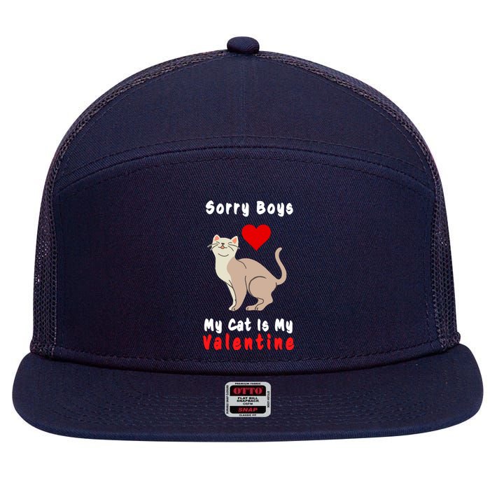 Sorry Boys My Cat Is My Valentine Cute 7 Panel Mesh Trucker Snapback Hat